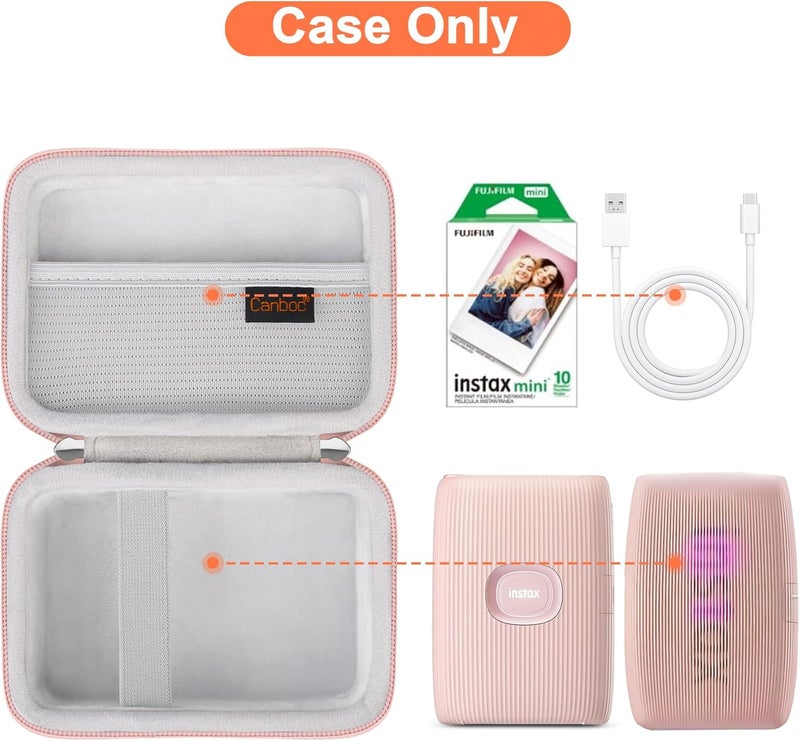 Canboc Carrying Case for Fujifilm Instax Mini Link 3 2 1 Smartphone Printer, Mesh pocket fit Instant Film and Cable, Rose Gold (Case Only) - Image 3